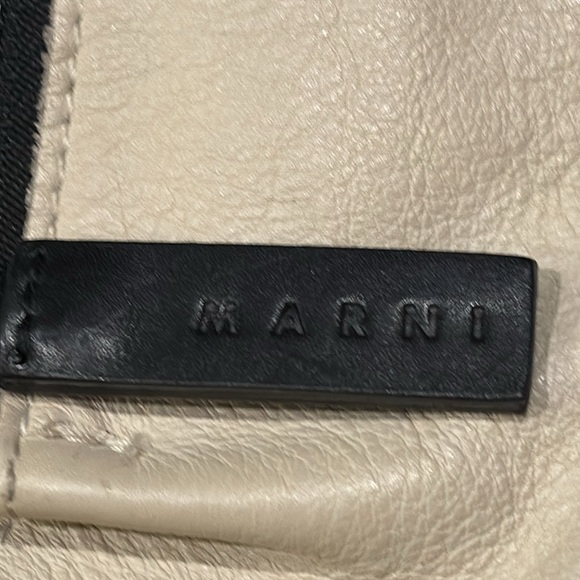 MARNI HOBO TOTE BAG SIDE CINCH SAND & BLACK LEATHER ZIP CLOSURE BOHO ITALY LUX🖤 - Picture 15 of 17